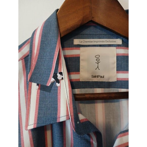 SaintPaul - Trompe l'oeil cat striped shirt - Sz L (fits M) - Picture 3 of 7